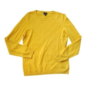 Talbots Pure Cashmere Crewneck Sweater Marigold Yellow Pullover Lightweight LG